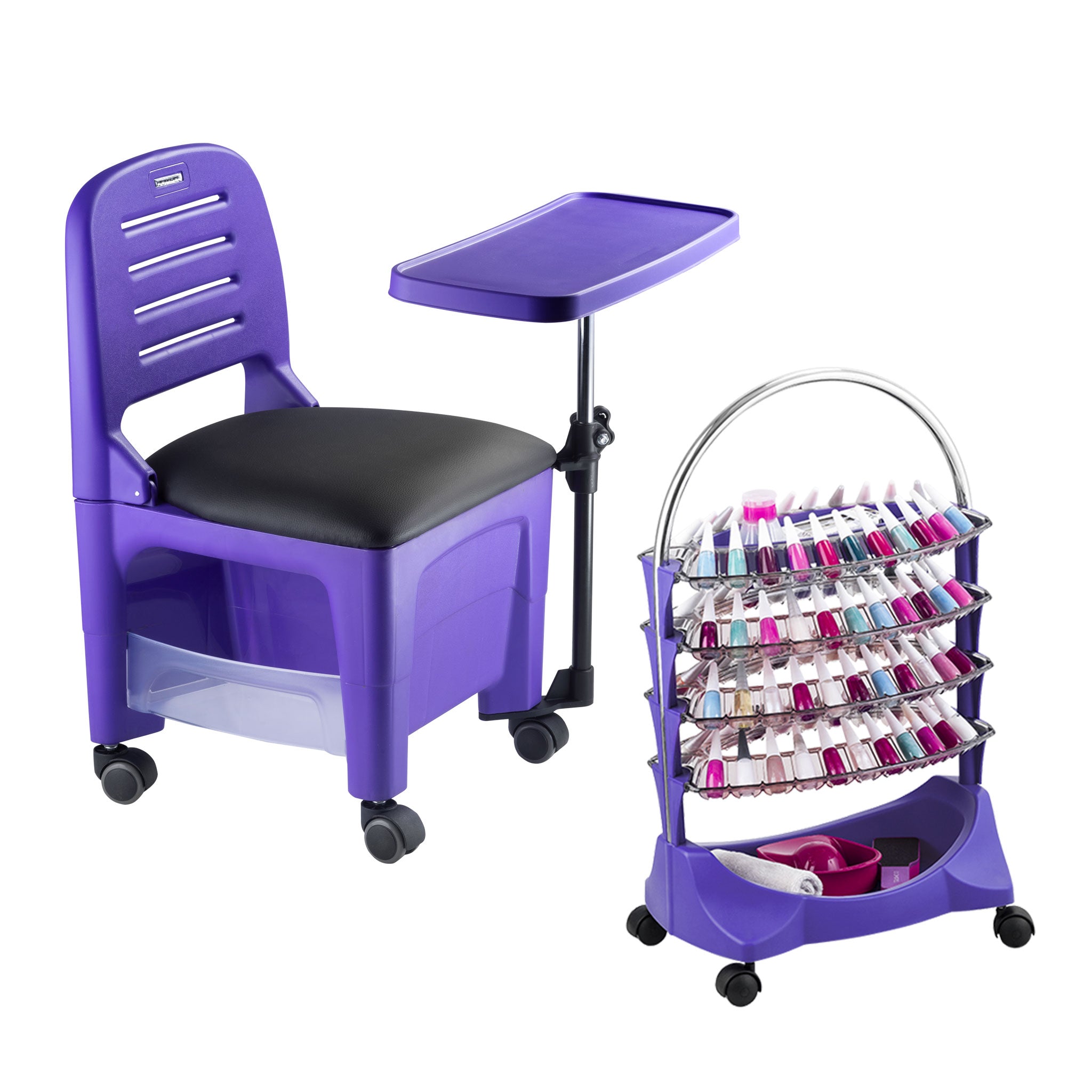 Kit Cadeira Manicure + Expositor de Vernizes